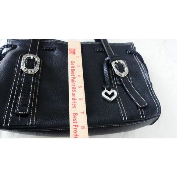 BRIGHTON Black Pebble Leather Shoulder Bag Tote Filigree Buckle Satchel SW Liner - Picture 16 of 16